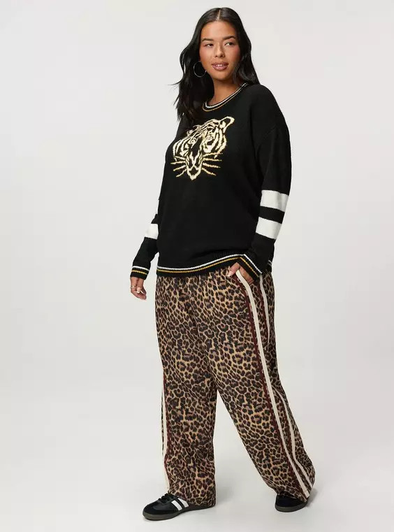 High-Rise Straight Leg Pull-On Track Pant in Blue | Torrid (US & Canada)