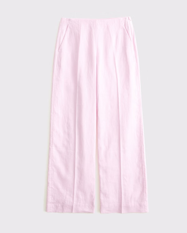Premium Linen Tailored Ultra Wide Leg Pant | Abercrombie & Fitch (US)