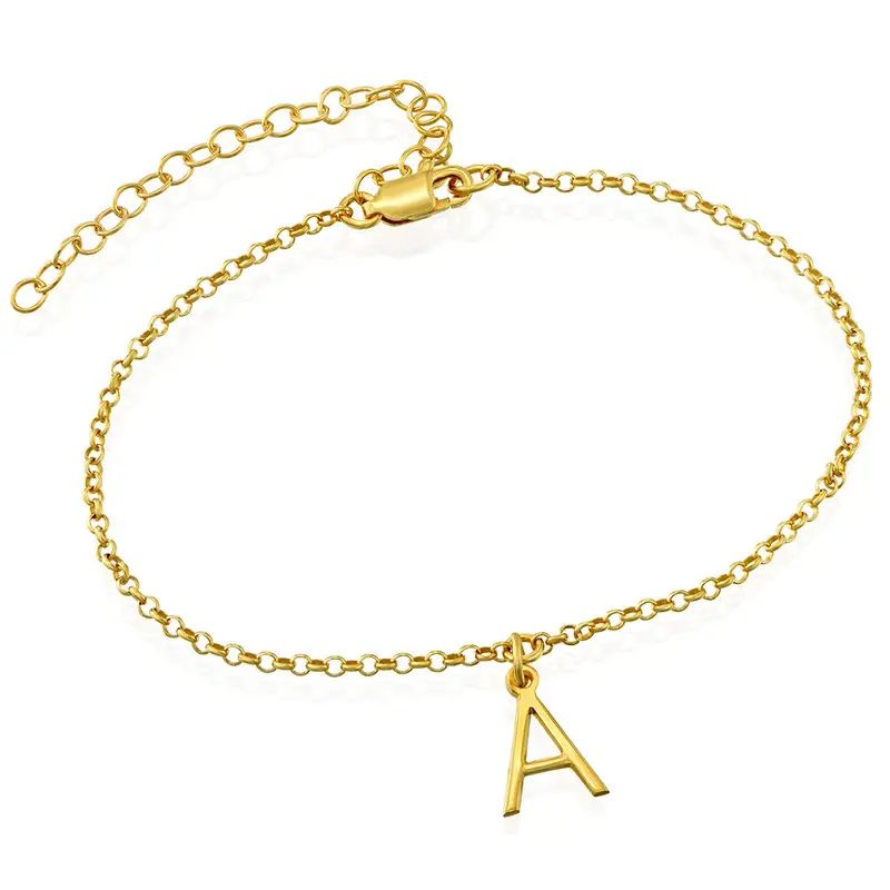 Ankle Bracelet with Initial in Gold Plating | MYKA