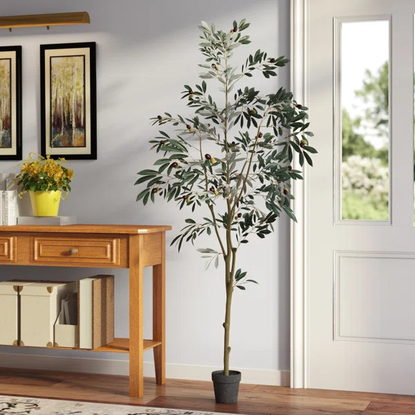 Artificial Potted Olive Floor Foliage Tree in Pot | Wayfair North America