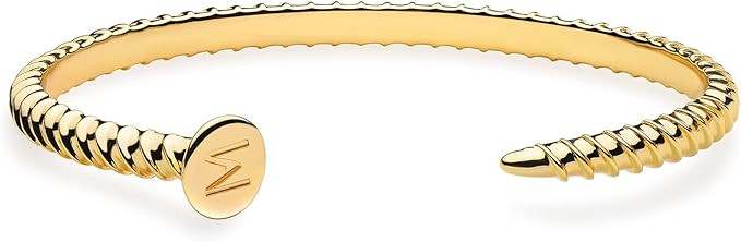 MEVECCO Gold Initial Nail Cuff Bracelets 18K Gold Plated Handmade Cute Cuff Bangle Dainty Letters... | Amazon (US)
