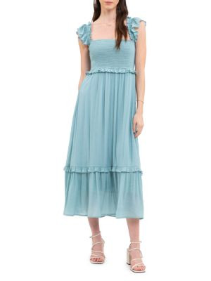 Smocked Ruffle Midi Dress | Saks Fifth Avenue OFF 5TH