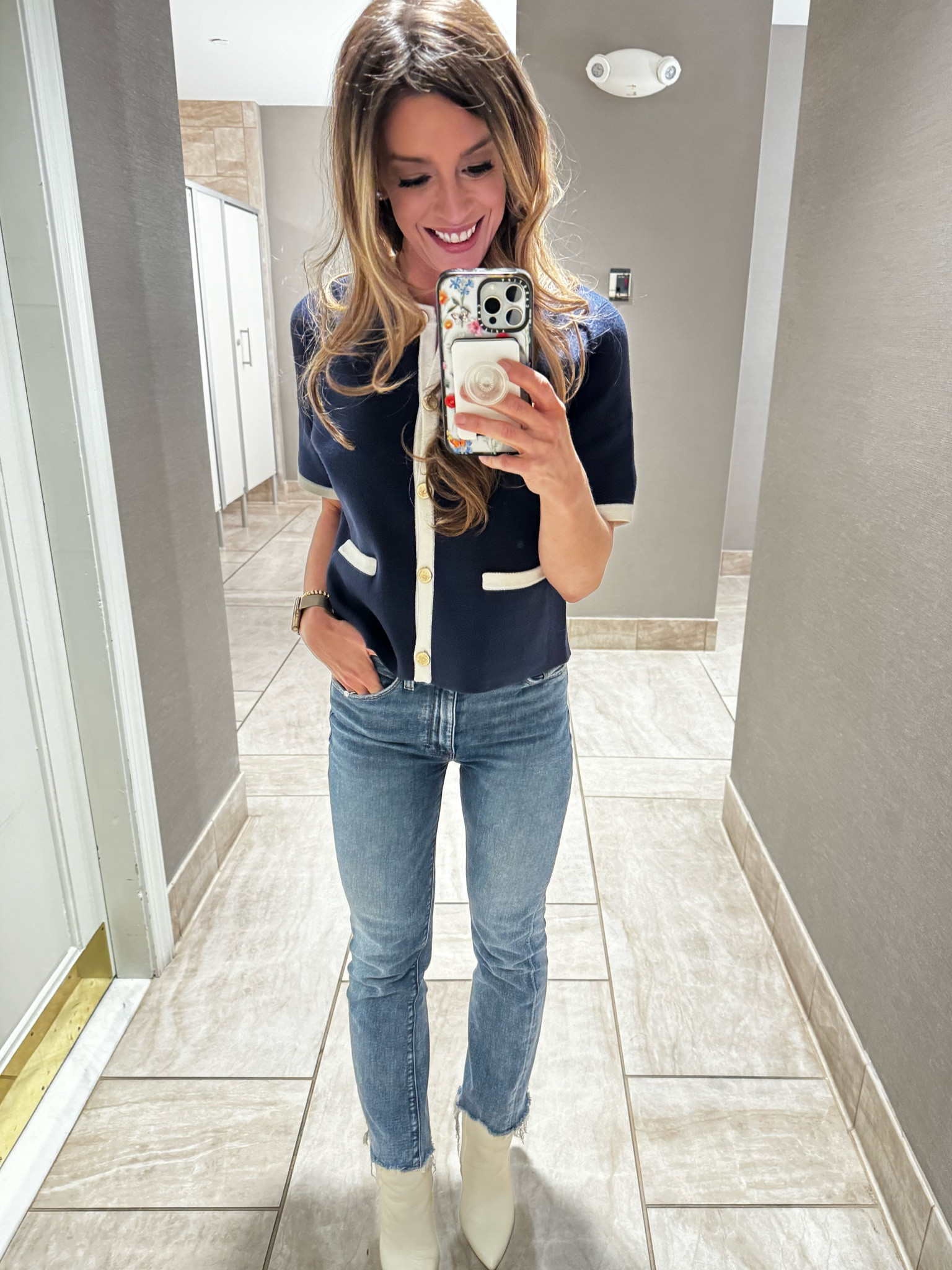 Girls B-Day Dinner in my fav selfie mirror.  Cardigan sweater top is Abercrombie, jeans are Hudson, boots are Sam Edelman ✨ 

This top is a great transitional piece. The fabric is thicker and buttons are functional. Wearing a size small  

Charlie styles local, girls night out, dinner at the country club, mom ootn 



#LTKSeasonal #LTKstyletip #LTKshoecrush