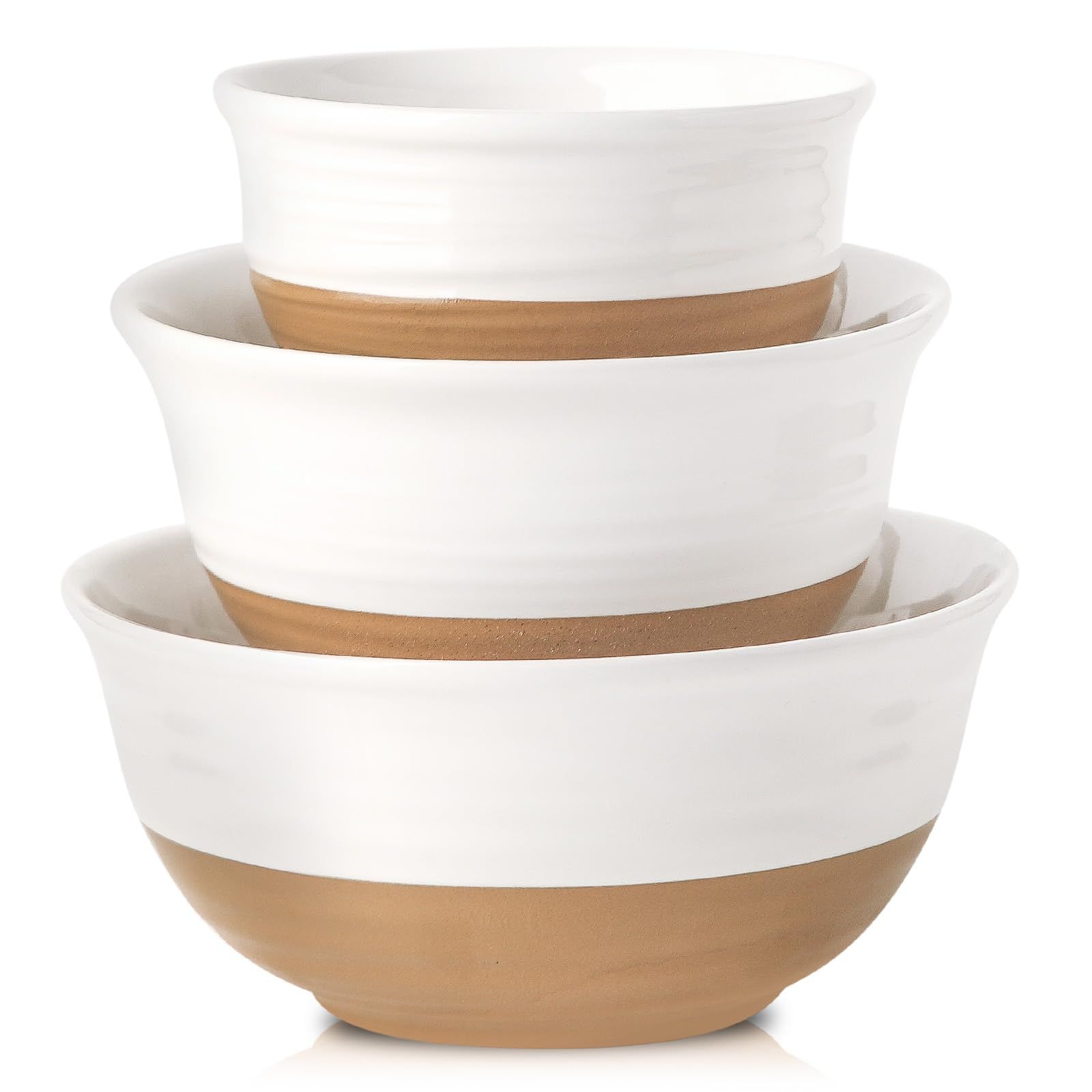 Hasense Salad Mixing Bowls, Large Serving Bowls, 1.5/1.0/0.5 Qt White Bowls Set, Serving Dishes for Entertaining, Ideal for Soup Pasta Prepping Baking, Dishwasher Microwave Safe, Set of 3 | Amazon (US)