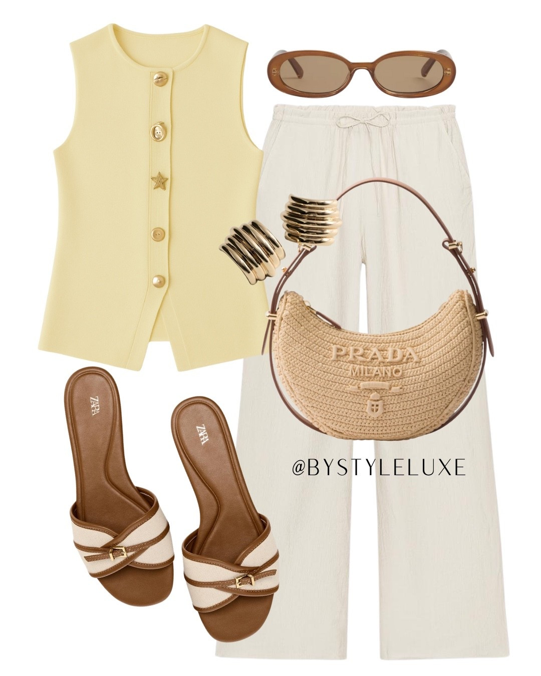 WEEKEND LOOK - styling this gorgeous yellow knitted waistcoat with these gold button details with new in everyday drawstring trousers 

#summeroutfit #holiday #waistcoat

#LTKshoes #LTKsummer #LTKstyletip