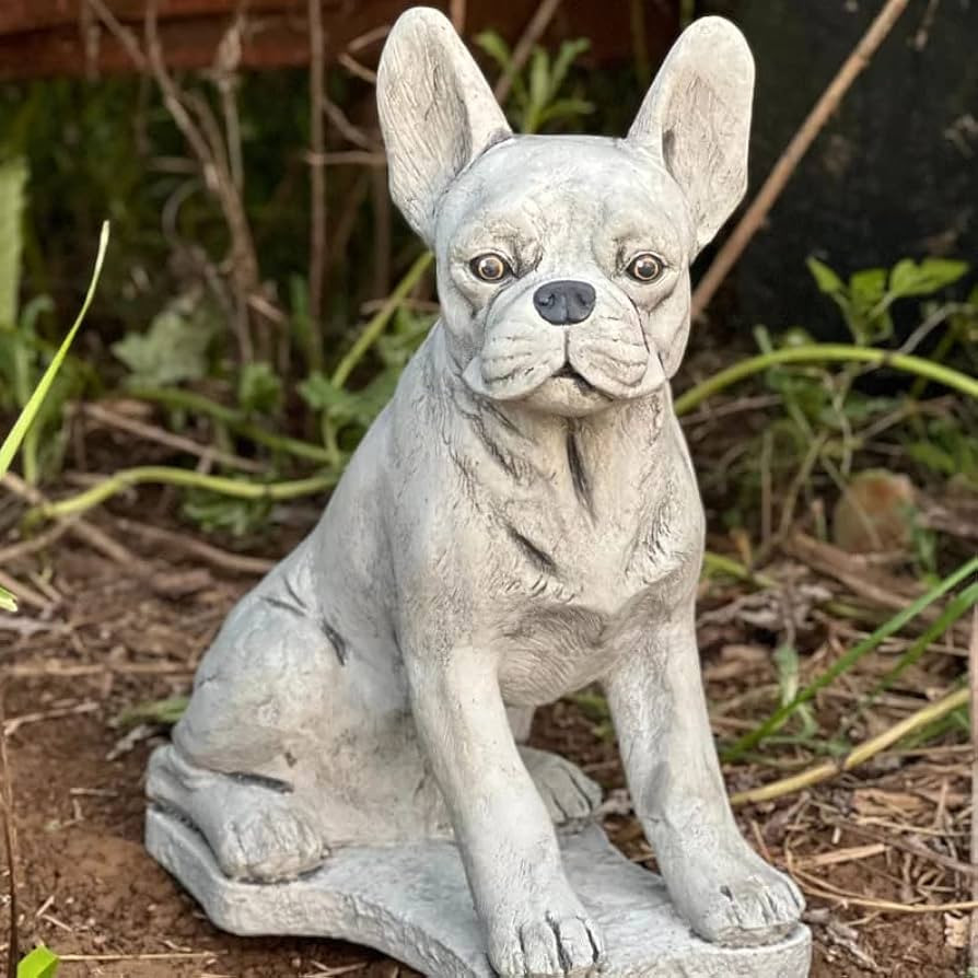 Concrete French Bulldog Figurine Detailed French Bulldog Statue Cement Dog Memorial Pet Loss Figure | Amazon (US)