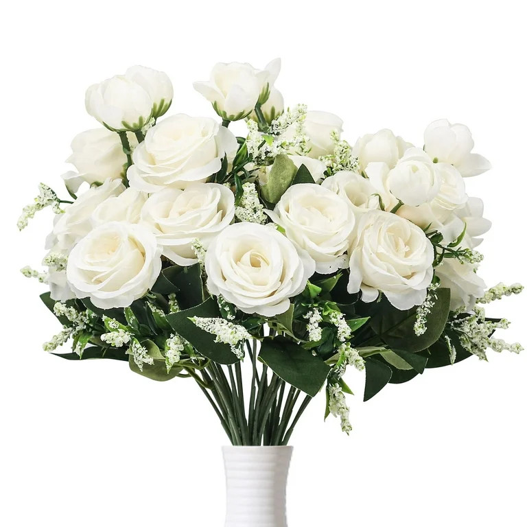 5 Bunches Roses Artificial Flowers, Fake Roses Silk Hydrangea Flower Bouquet, for Wedding Party T... | Walmart (US)