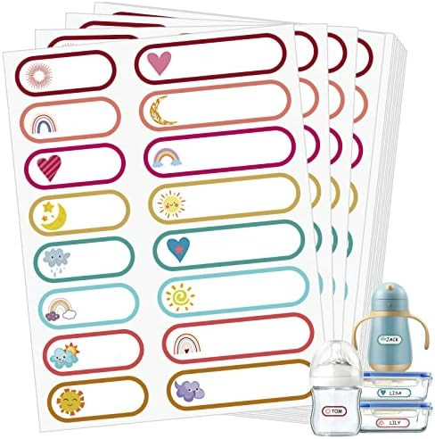 480 Pcs Baby Bottle Labels for Daycare Essentials | Self-Laminating School Name Lable Stickers fo... | Amazon (US)