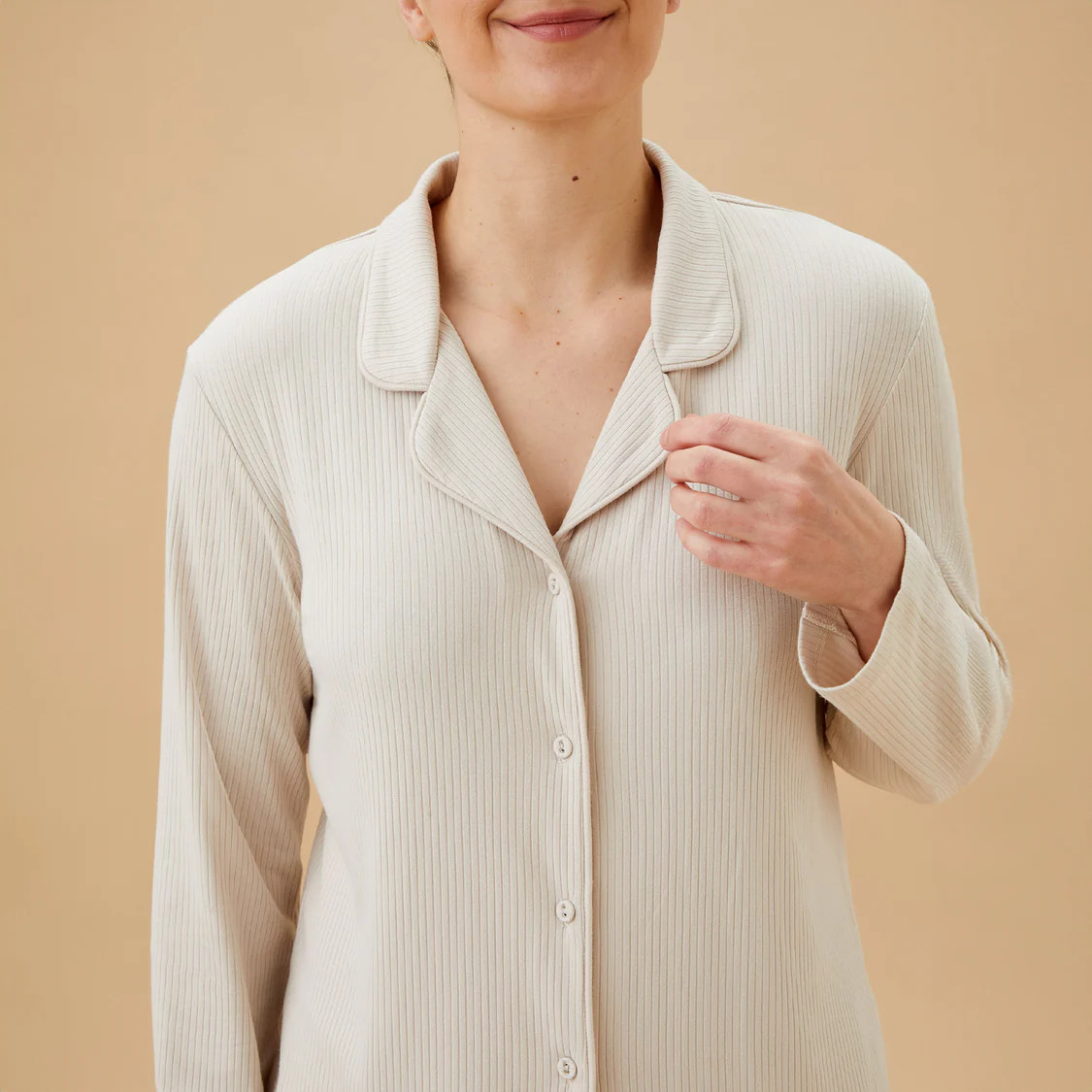 Ecru Ribbed Pajama Set | Baby Mori (US)