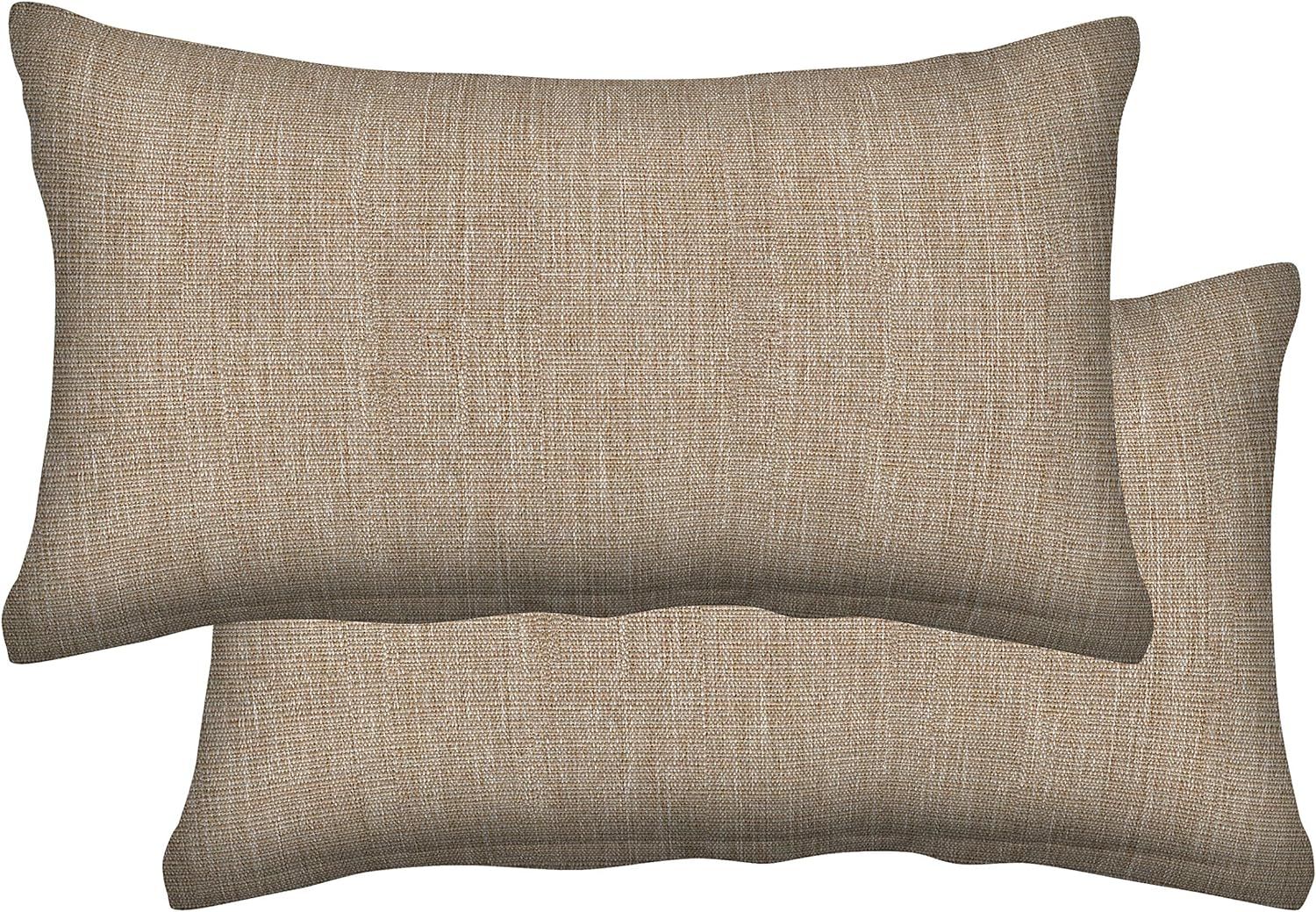 Honeycomb Outdoor Lumbar Toss Pillow Set, 20" W x 12" L, Textured Solid Birch Tan Outdoor Pillows | Amazon (US)