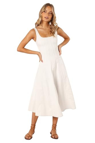 Petal & Pup Women's UNA Midi Dress, White | Amazon (US)
