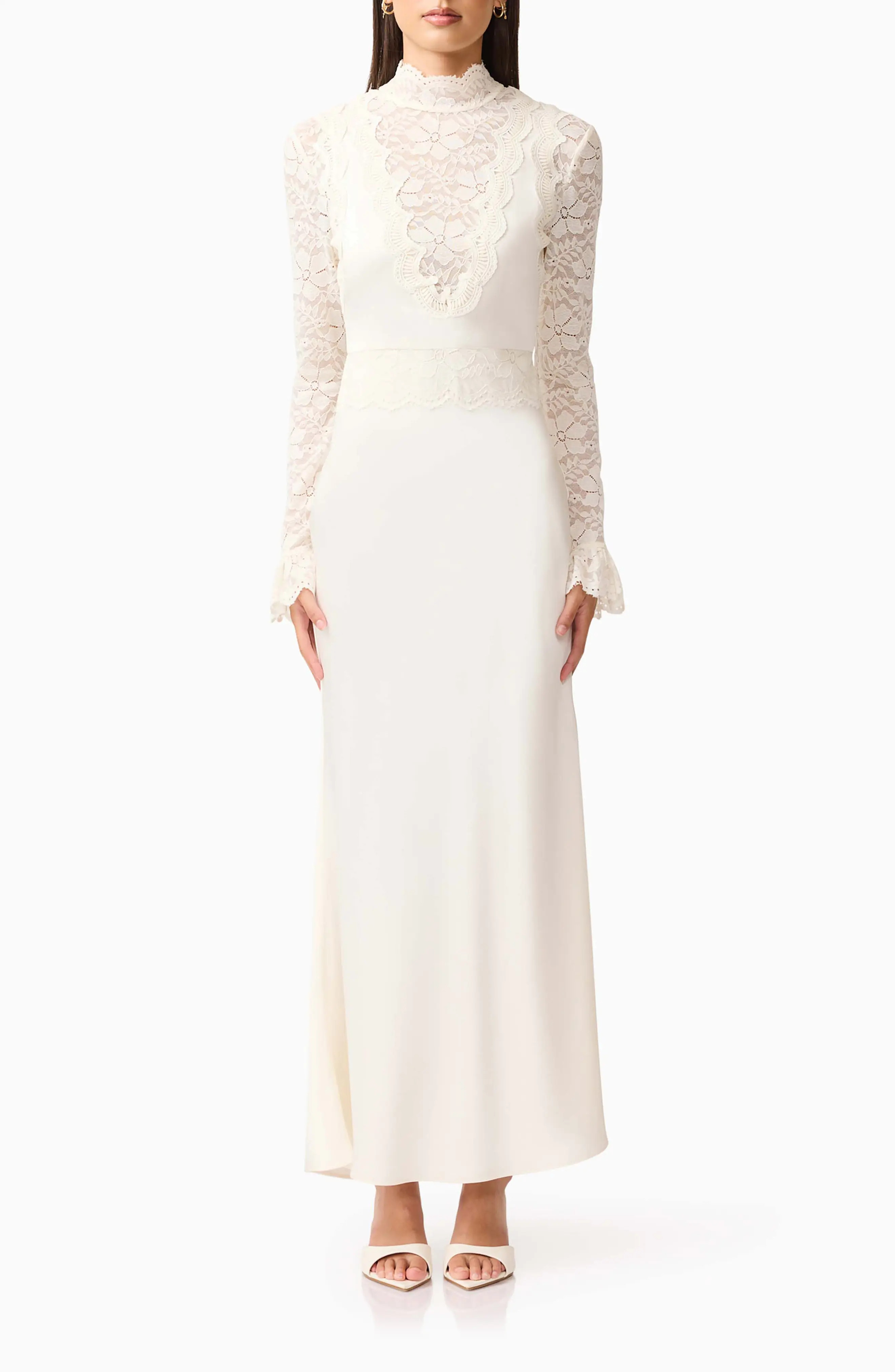 Elliatt Margot Lace Inset Long Sleeve Gown (Women) | Nordstrom | Nordstrom