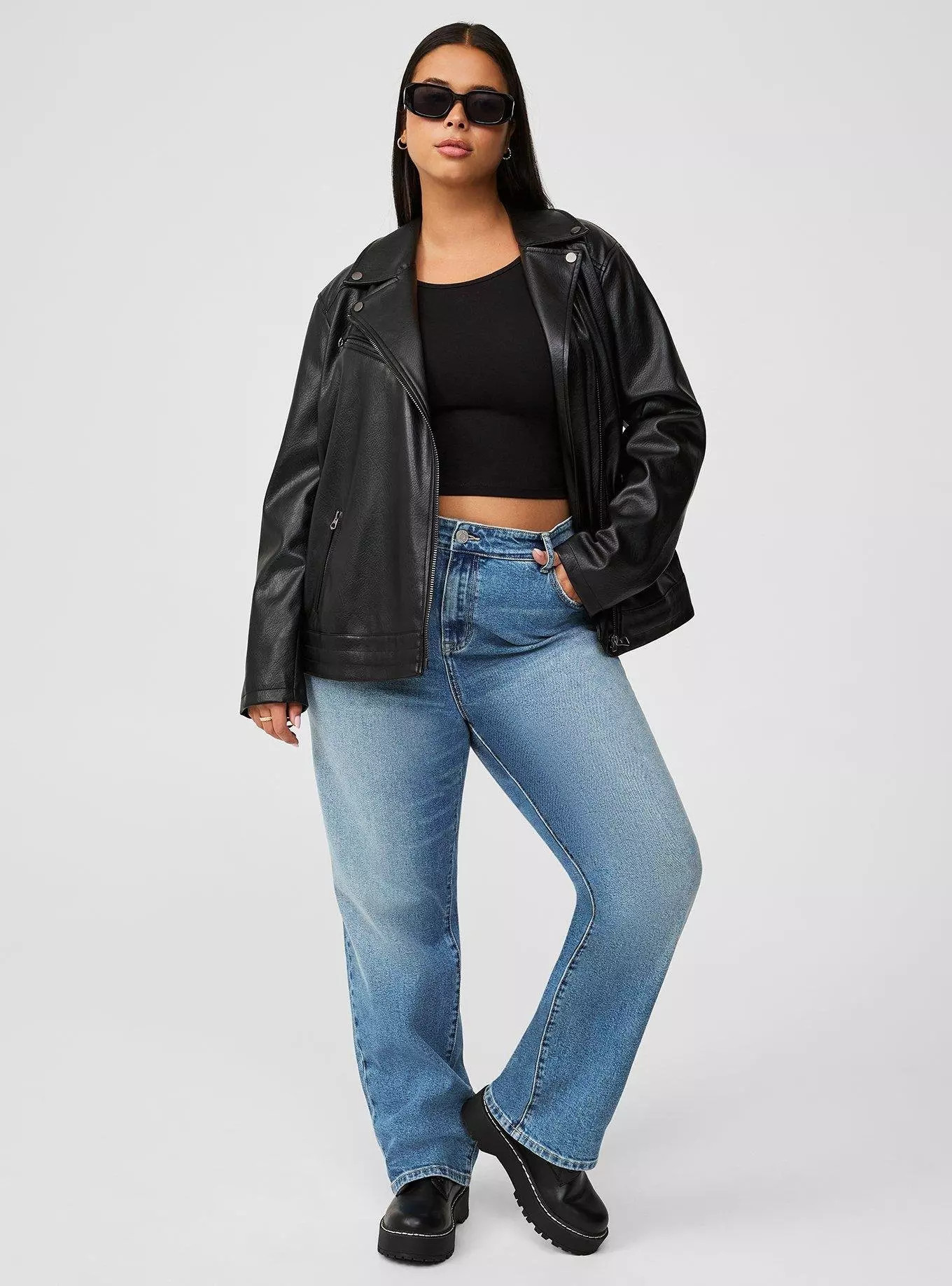 Textured Faux Leather Relaxed Moto Jacket | Torrid (US & Canada)