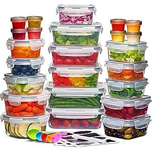 24 Pack Airtight Food Storage Container Set - BPA Free Clear Plastic Kitchen and Pantry Organizat... | Amazon (US)