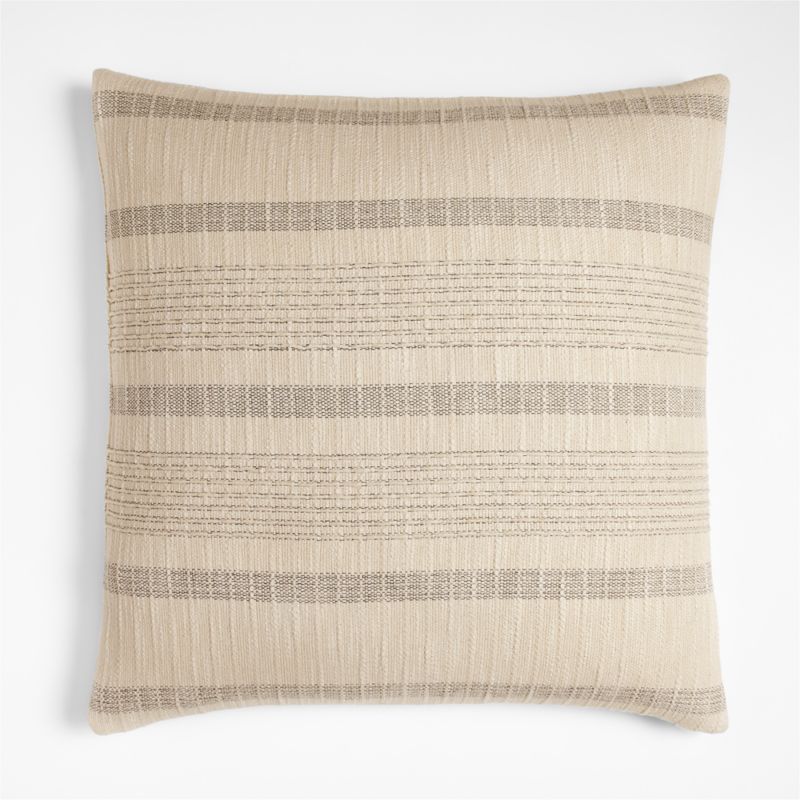 Alessio 23"x23" Square Striped Woven Decorative Throw Pillow Cover with Feather-Down Insert + Rev... | Crate & Barrel