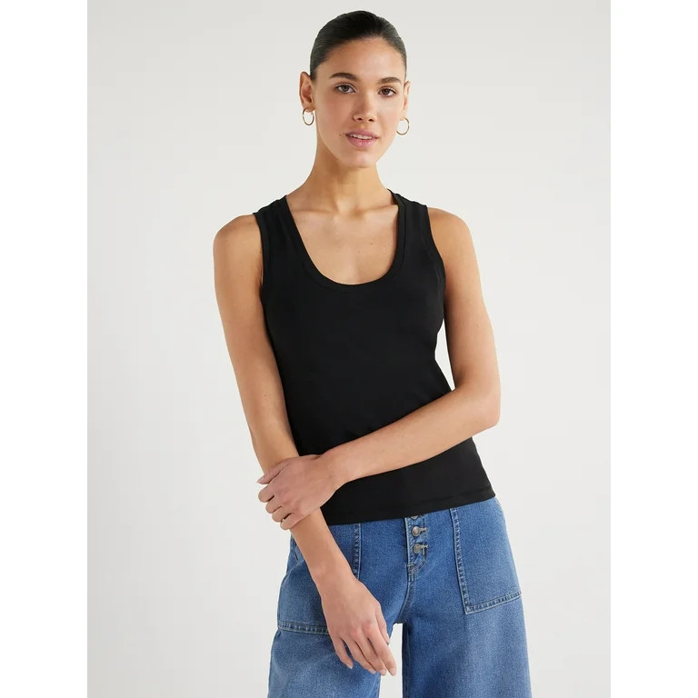 Scoop Women’s Ultimate Cotton Jersey Fitted Baby Tank Top, Sizes XS-XXL | Walmart (US)