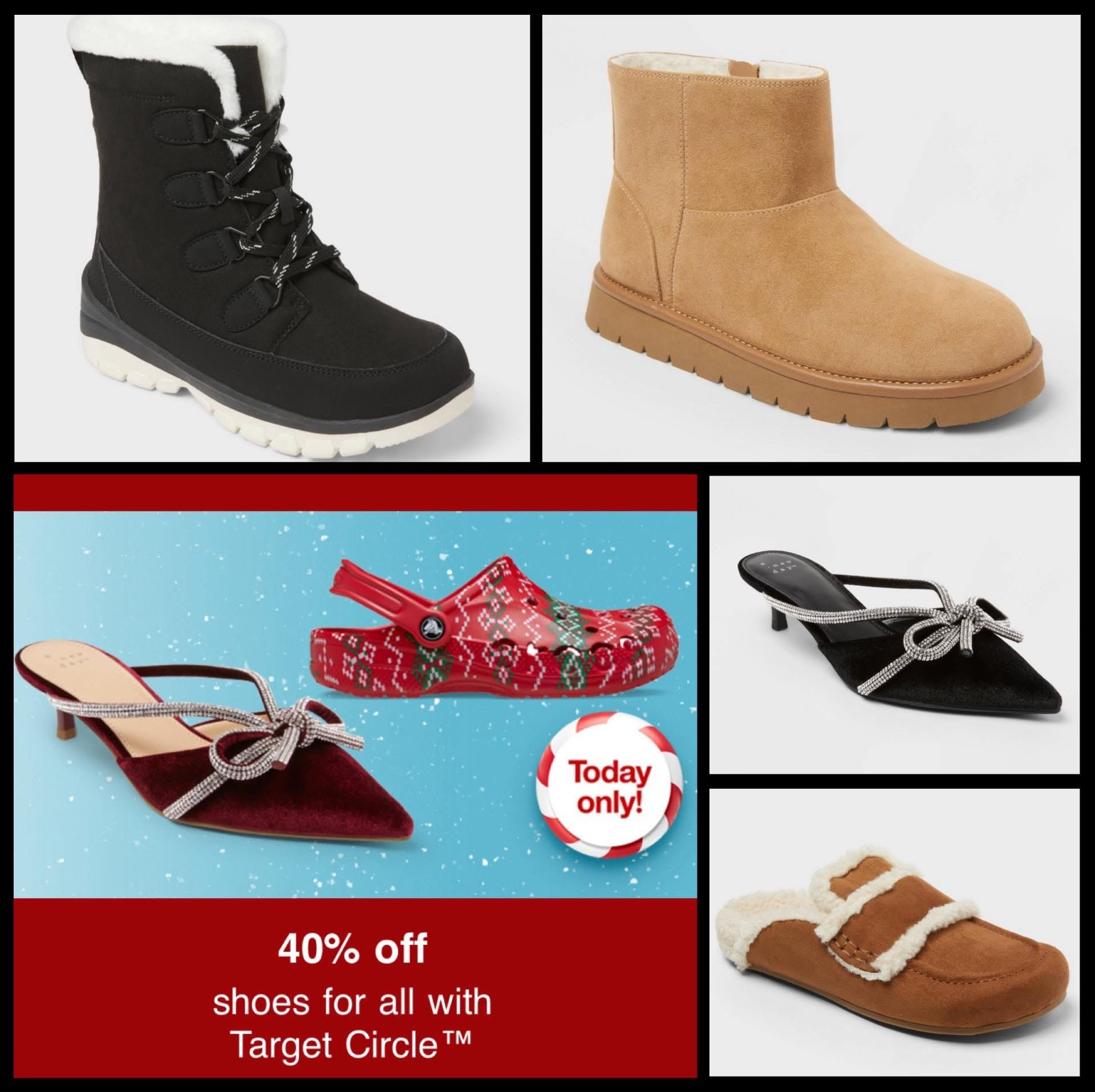 Target has a huge 40% Off Footwear Sale today - extends to shoes and slippers!! This is a today only deal, so it’s definitely worth a browse since there is such a large variety of footwear included, from winter boots to heels to comfy slip ons! 

#LTKShoeCrush #LTKFamily #LTKSaleAlert