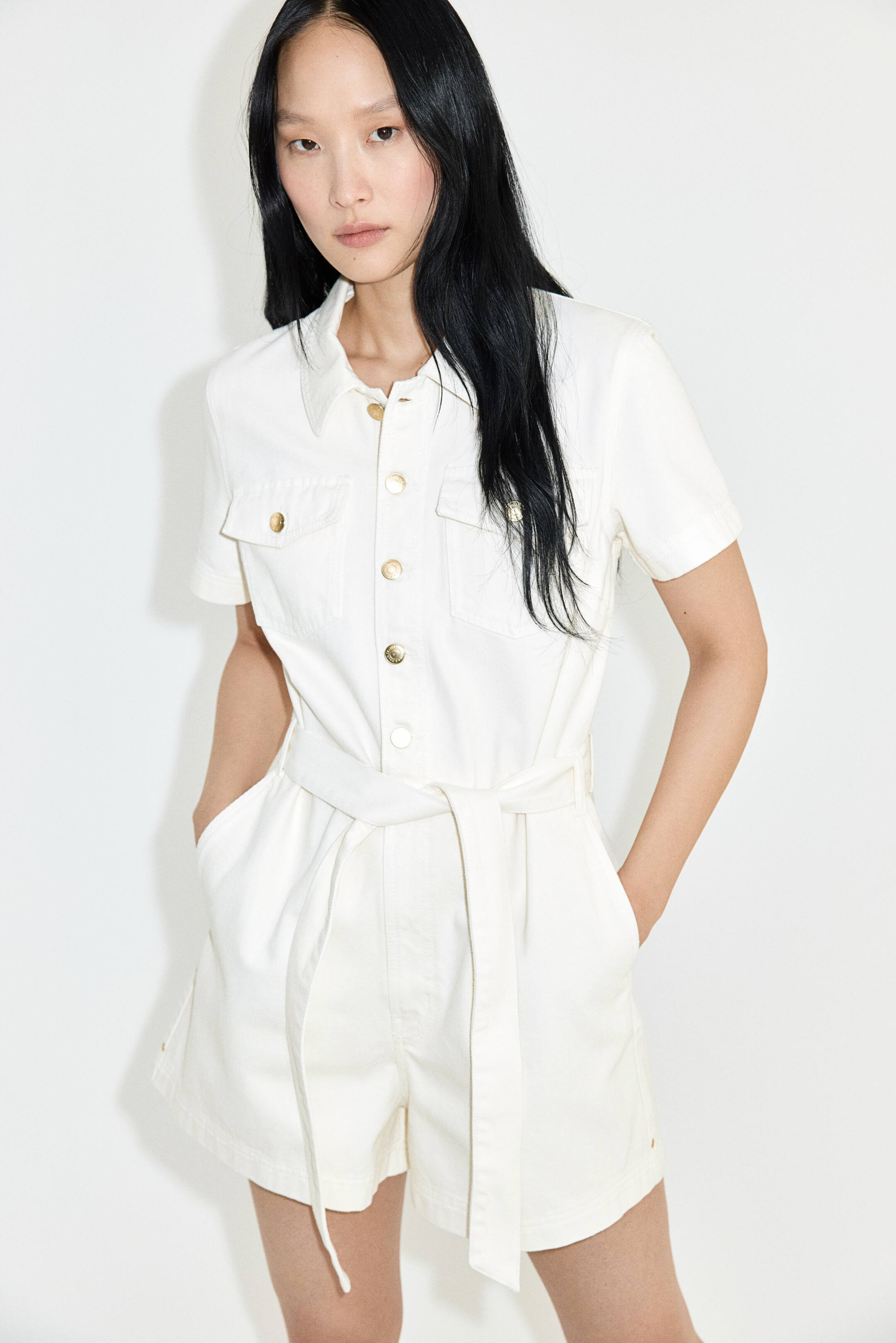 Denim playsuit - White - Ladies | H&M GB | H&M (UK, MY, IN, SG, PH, TW, HK)