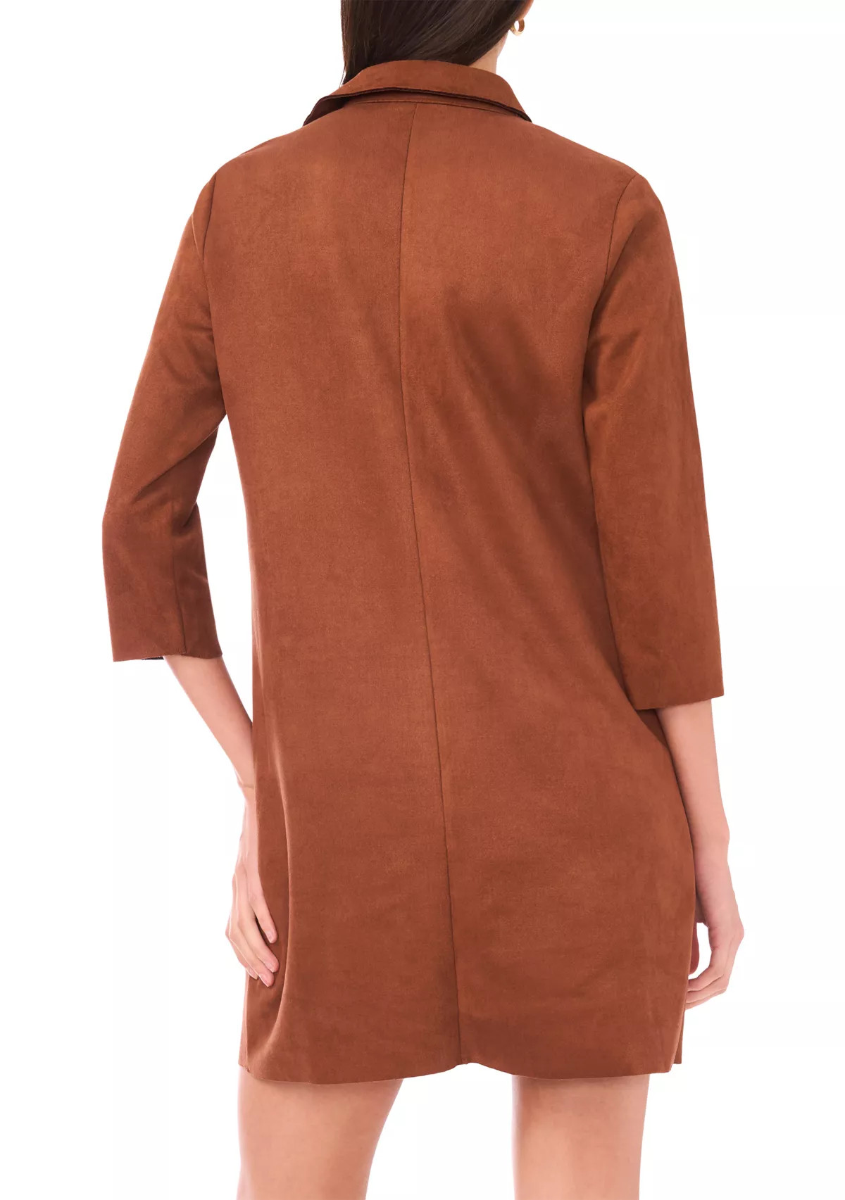 Women's 3-Quarter Collar Neck Suede A-Line Dress | Belk