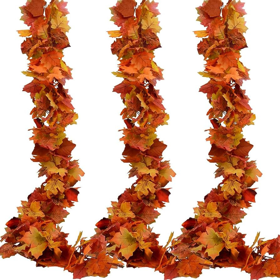 3 Pack Fall Garland Maple Leaf Garlands 5.9Ft/Piece Fall Maple Leaves Garland Hanging Vine Garlan... | Amazon (US)