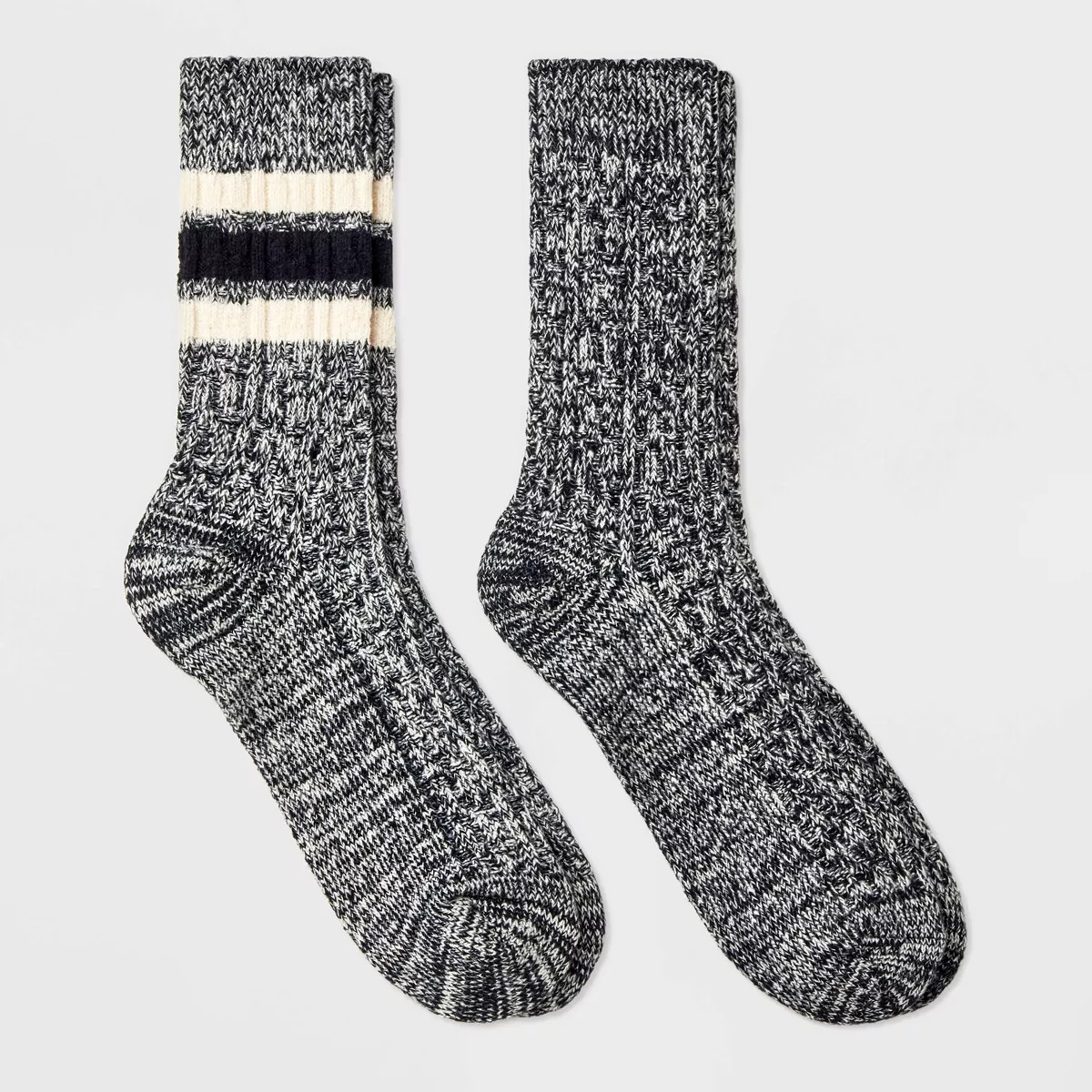 Women's 2pk Lightweight Super Soft Striped Cable Knit Crew Boot Socks - All in Motion™ 4-10 | Target