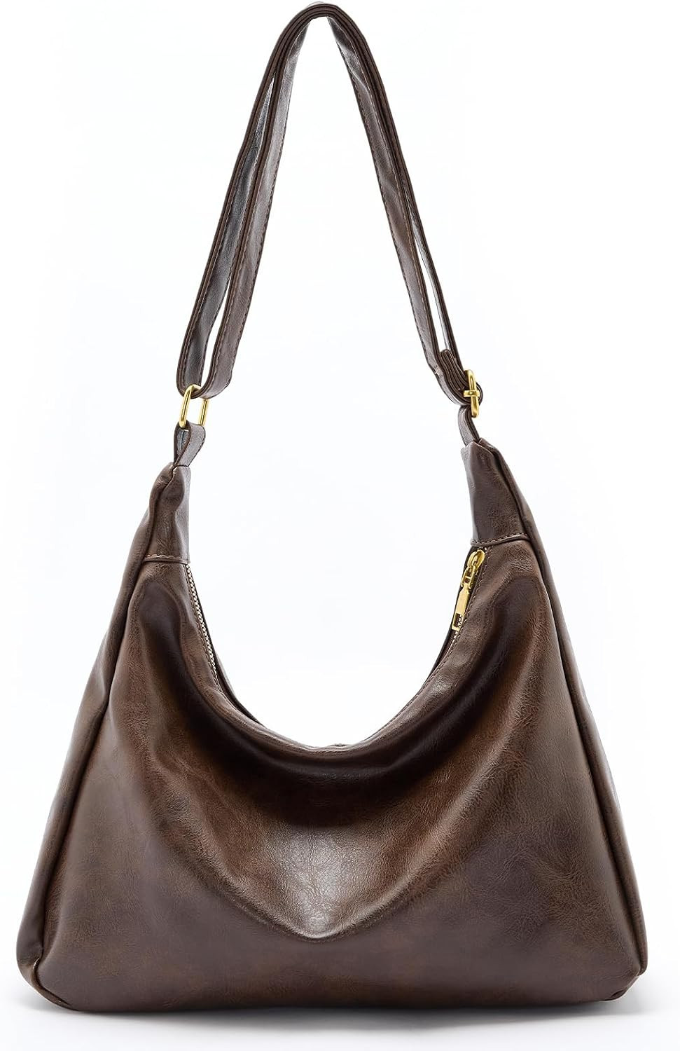 celestina Slouchy Purses for Women, Soft Large Brown Hobo Bag, Slouchy Shoulder Bag with Zipper, Lightweight and Foldable Designer Tote Bags and Hand Bags for Women | Amazon (US)