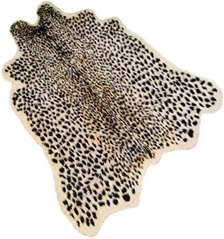 Leopard Print Rug 3.3’ Wx3.1’ L Feet Faux Cowhide Skin Rug Animal Printed Area Rug Carpet for Home O | Amazon (US)