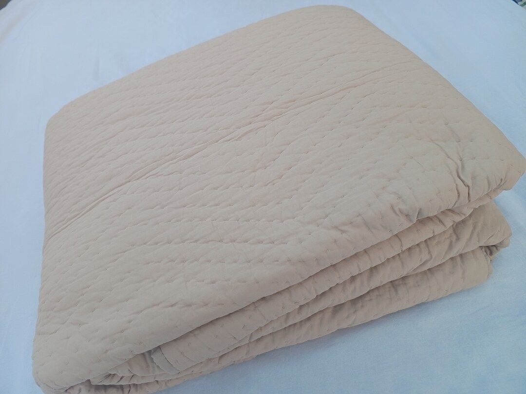 Solid Biege Kantha Quilt Handmade Kantha Cotton Quilt Reversible Quilt Soft Cotton Quilt Throw Be... | Etsy (US)