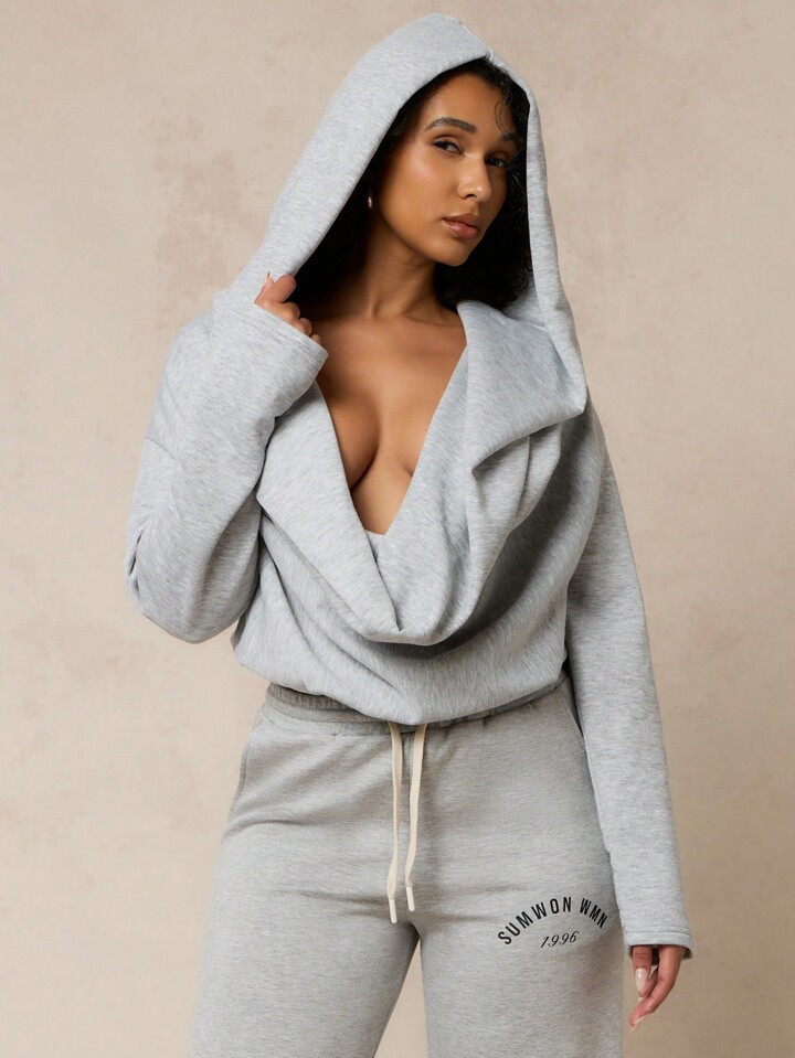 SUMWON WOMEN Luxury Oversized Cowl Neck Sweatshirt Athletic Loungewear Workout Top Fall Winter Casual Sport Active Athleisure Streetwear Hood Fashion | SHEIN