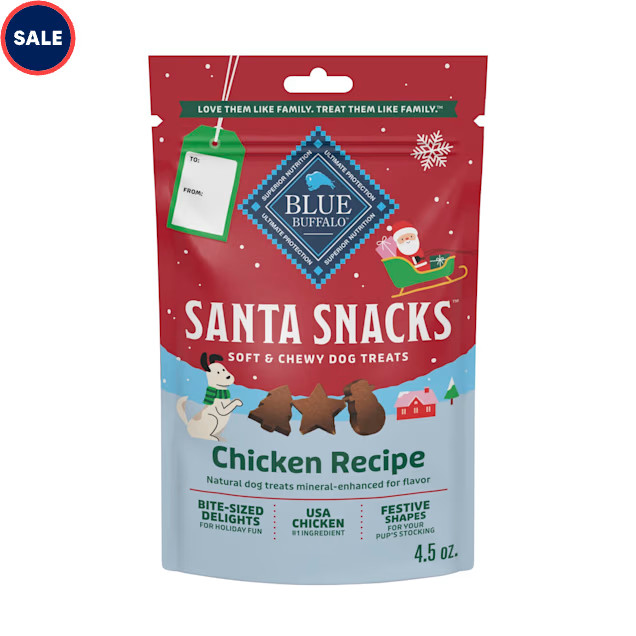 Blue Buffalo Chicken Santa Snacks Soft-Moist Dog Bits for Training, 4.5 oz. | Petco