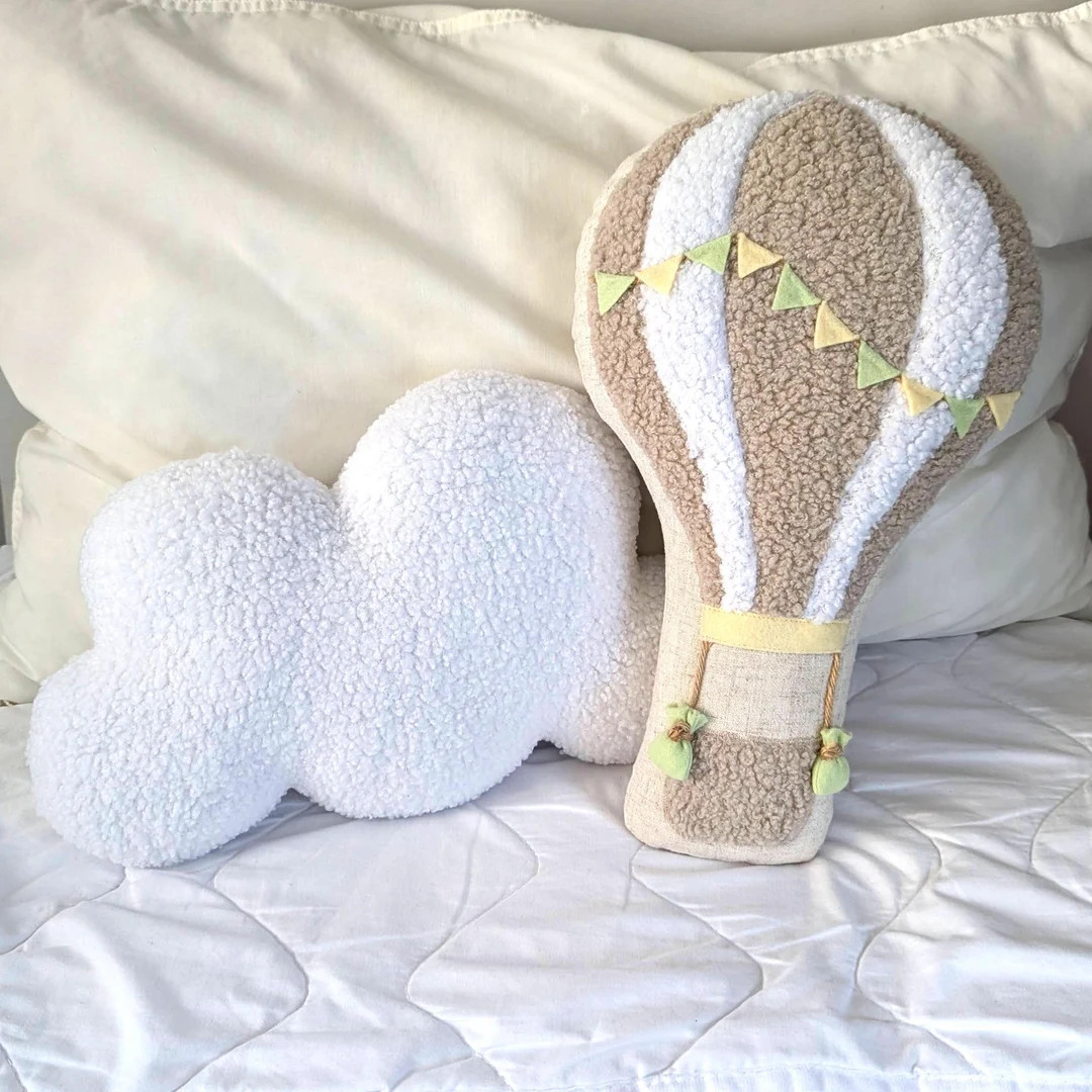 Hot Air Balloon Pillow, Hot Air Balloon Nursery Decor, Hot Air Balloon Boucle Cushion, Hot Air Ba... | Etsy (US)