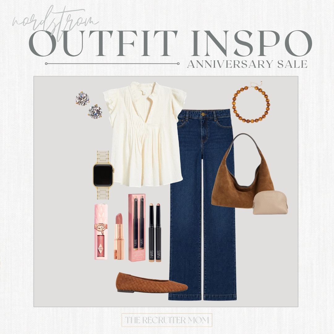 A timeless everyday outfit featuring dark denim, a feminine blouse, woven flats, and classic accessories you'll wear on repeat. #NSale #NordstromAnniversarySale #LTKDenim #LTKStyleTip

#LTKSeasonal #LTKOver40 #LTKMidsize
