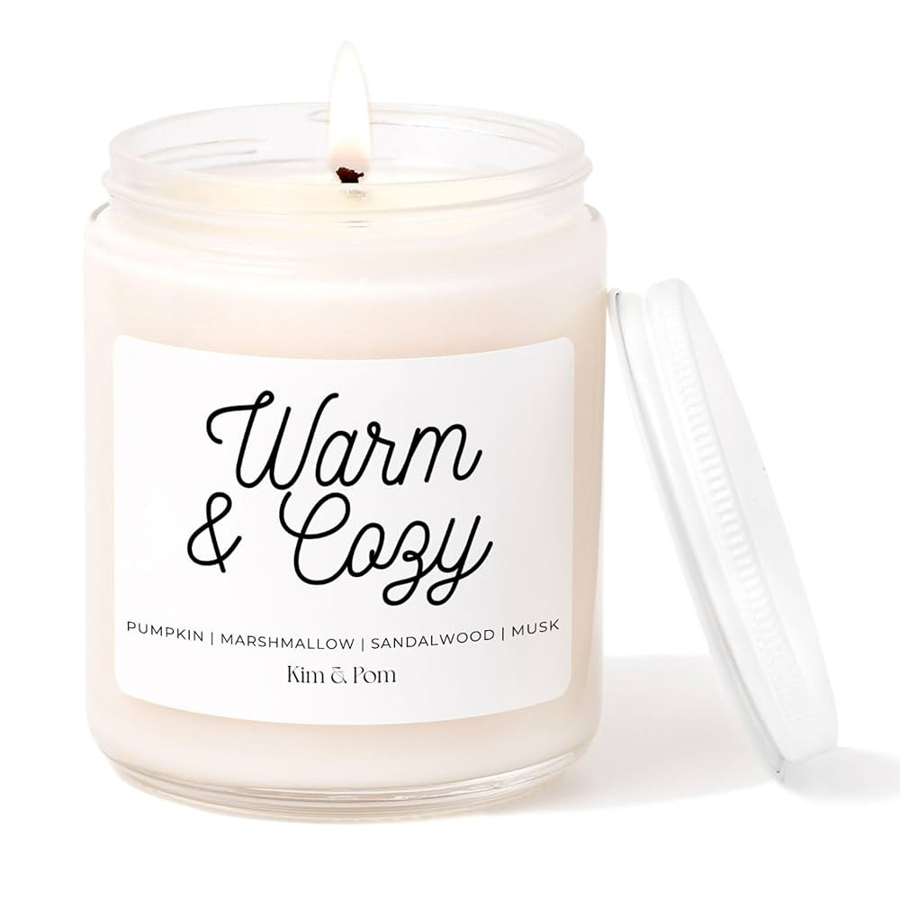 Kim and Pom Warm and Cozy Soy Candle – Made in Canada, Pumpkin Spiced Latte, Roasted Marshmallo... | Amazon (CA)