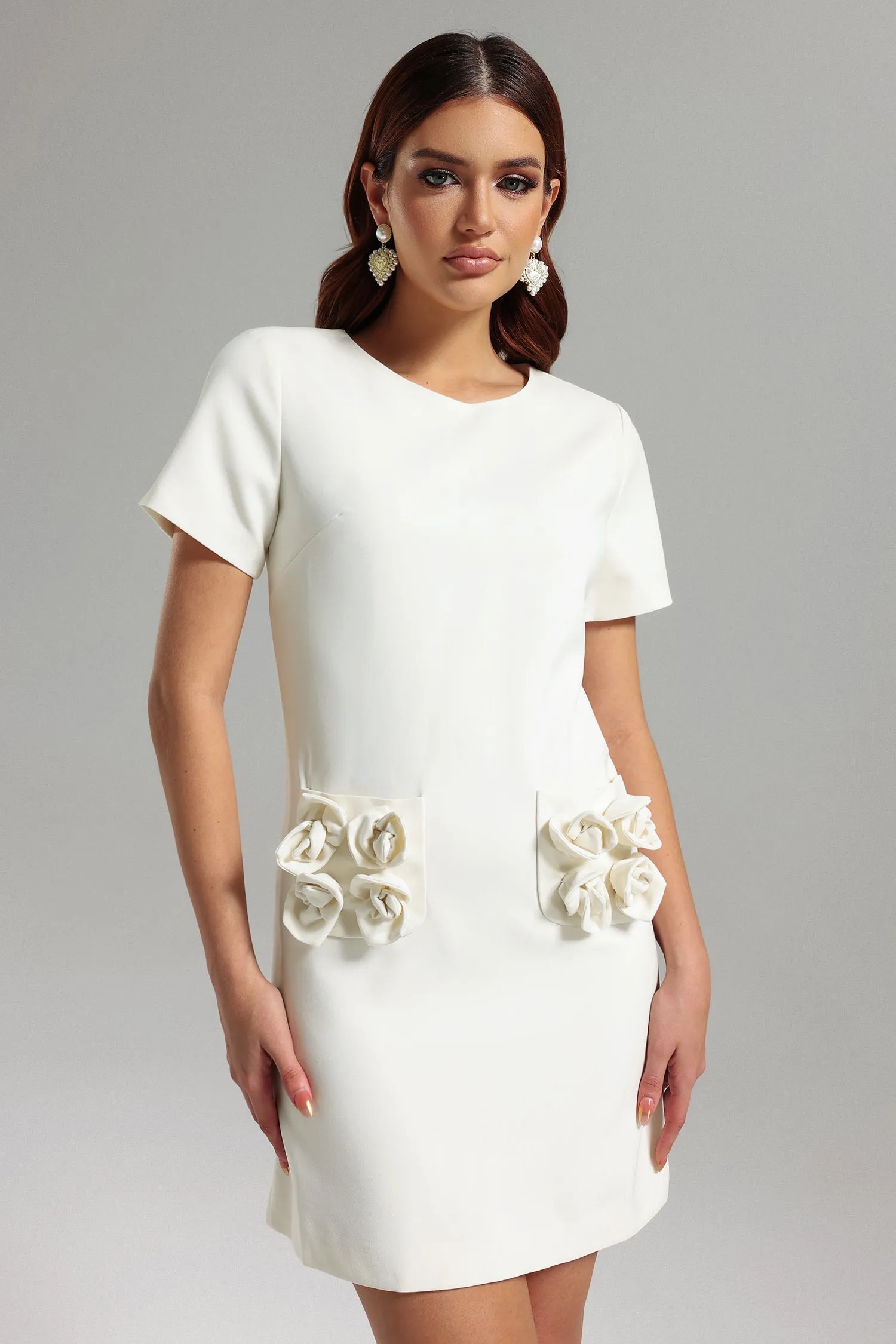 Raanana Flowers Crew Neck Mini Dress | Bellabarnett Affiliate Marketing