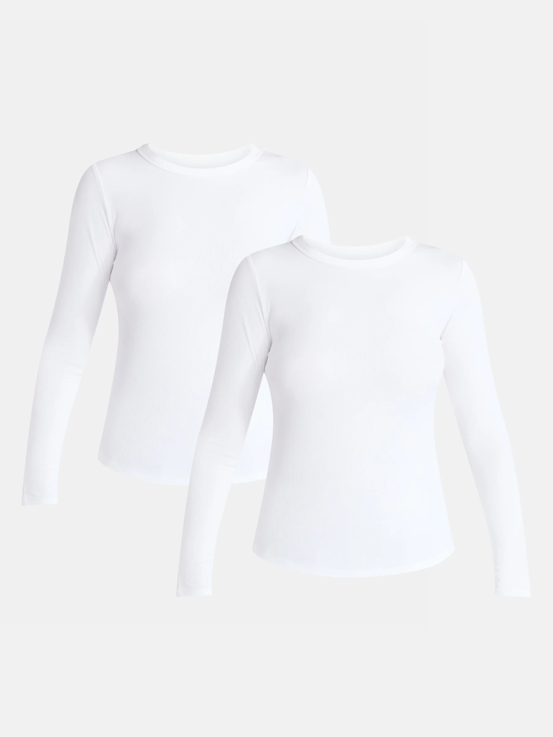 No Boundaries Ribbed Crewneck Tee with Long Sleeves, 1 or 2-Pack, Women's & Women's Plus | Walmart (US)