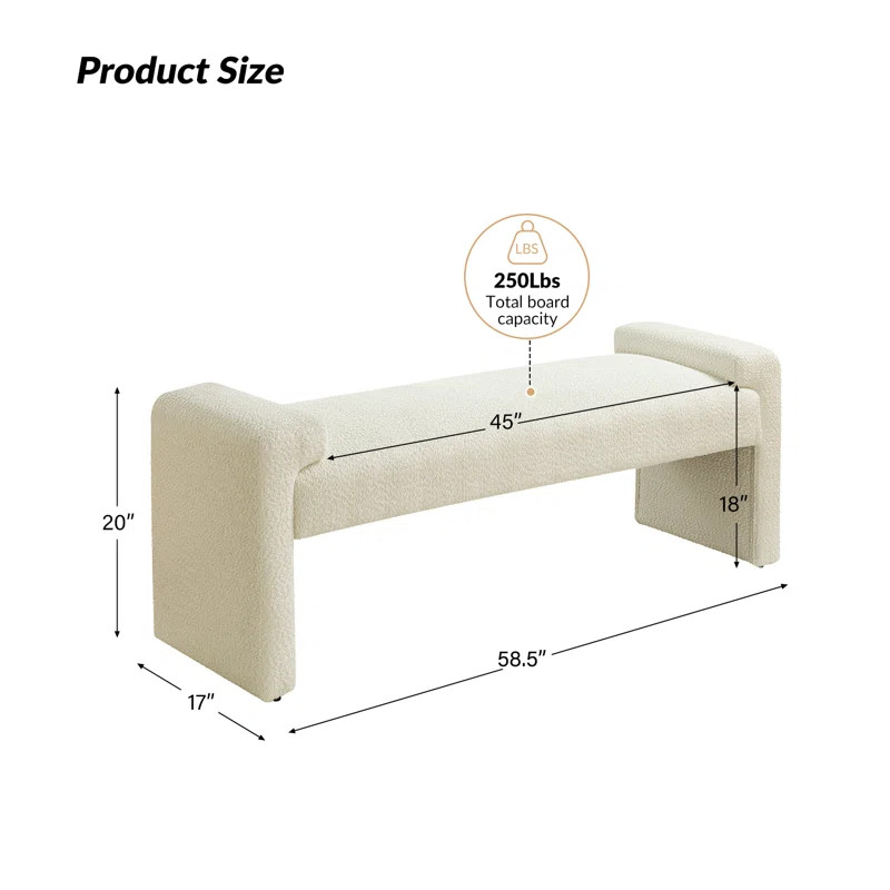 Wade Logan® Arlesia 58.5'' Wide Modern Upholstered Bench & Reviews | Wayfair | Wayfair North America