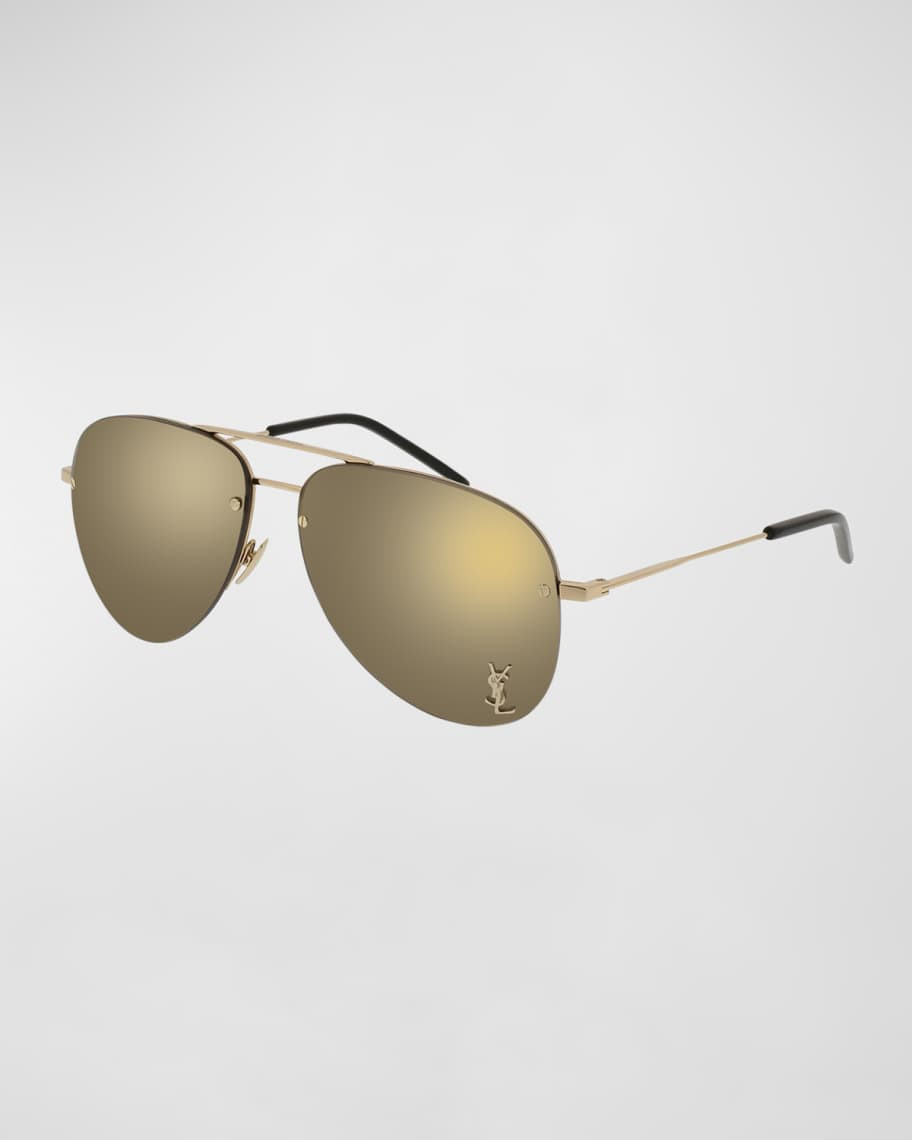 Saint Laurent Classic 11 Monochromatic Aviator Sunglasses | Neiman Marcus