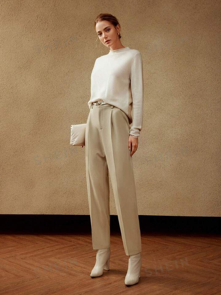 MOTF PREMIUM TAPERED WOOL-BLEND SUIT PANTS | SHEIN