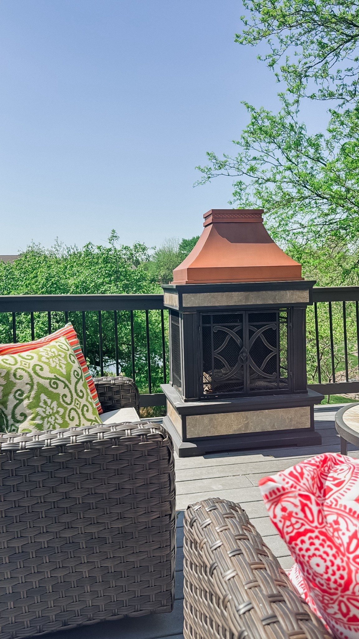 Are you ready for patio season!? 
Added some fresh, fun & colorful pillows! 
This fireplace is stunning and puts off great heat! Highly recommend. 
@wayfair #wayfair

#LTKSaleAlert #LTKSeasonal #LTKHome