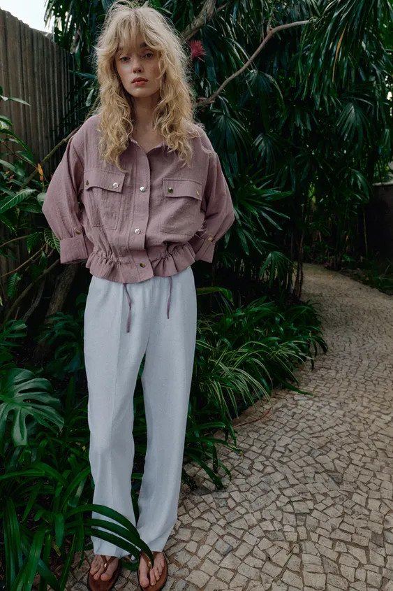 SHORT JACKET WITH ROLLED-UP SLEEVES | Zara UK