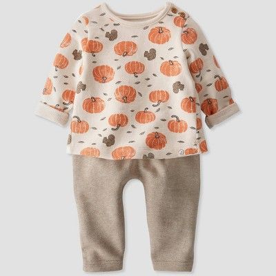 Little Planet by Carter’s Baby 2pc Pumpkin Top and Bottom Set - Cream/Orange | Target