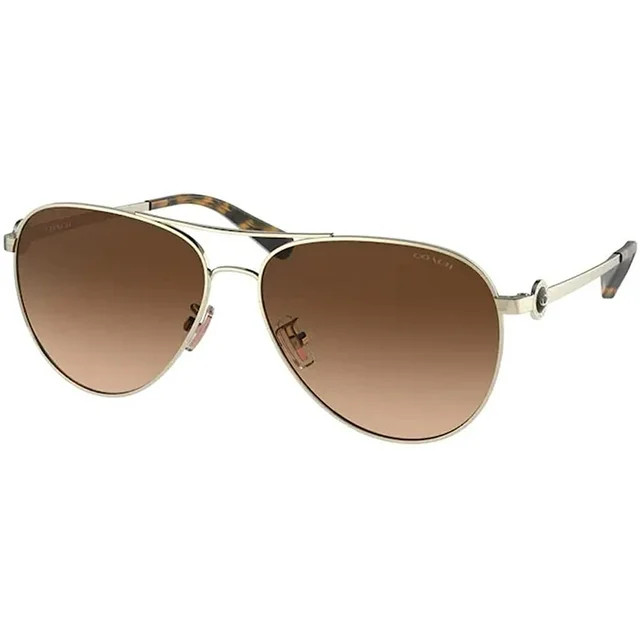 Coach HC7128 900574 58MM Shiny Light. Gold/Brown Gradient Pilot Sunglasses for Women +BUNDLE With... | Walmart (US)