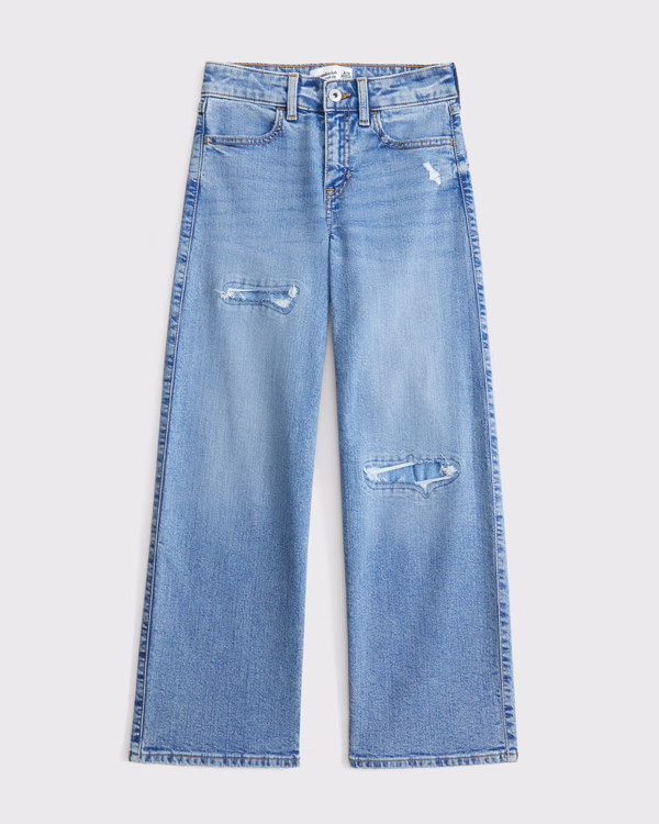 girls high rise wide leg jeans | girls bottoms | Abercrombie.com | Abercrombie &amp; Fitch (US)