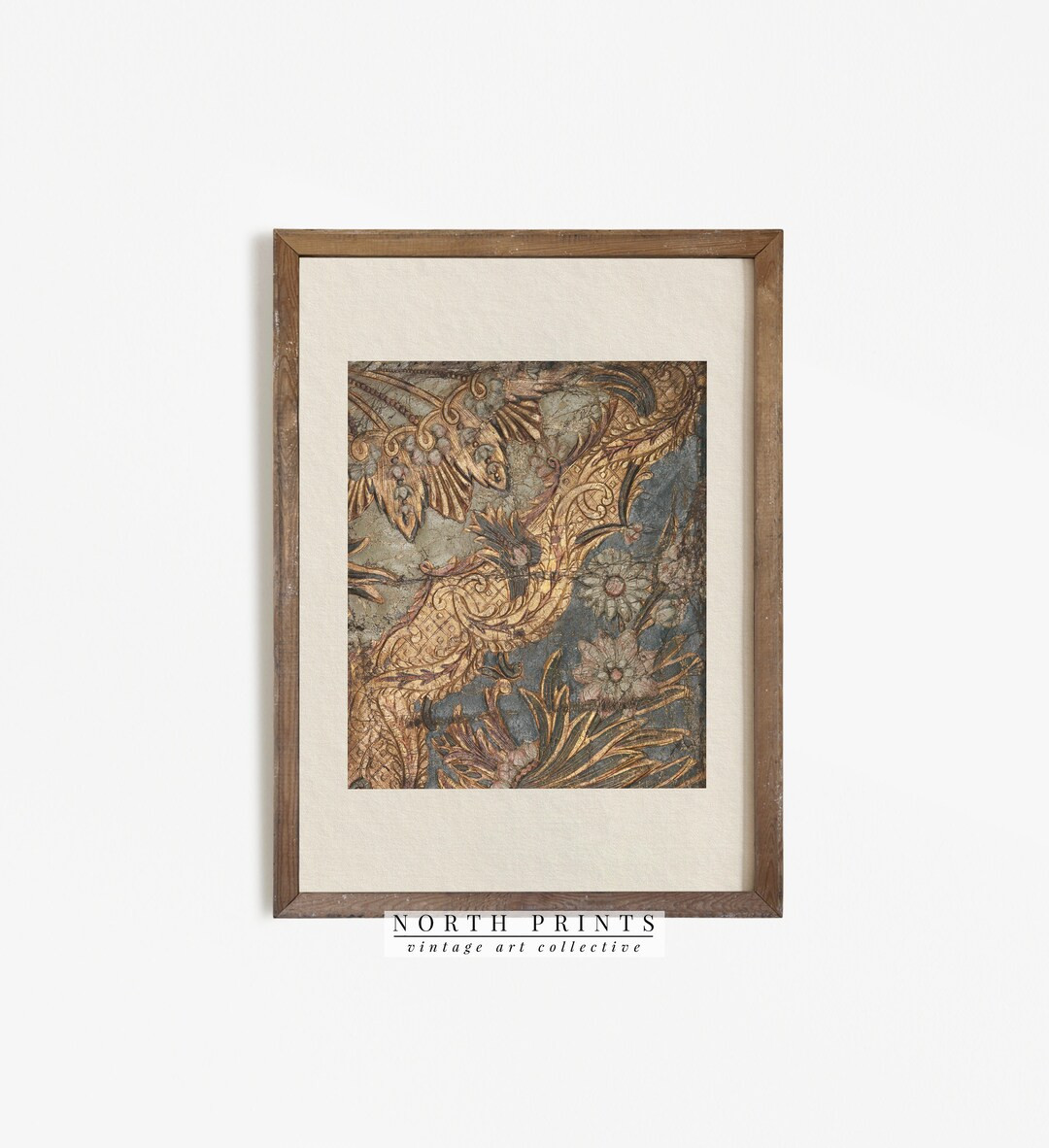 PRINTABLE Textile Wall Art Vintage Botanical Pattern Print Neutral Digital Downloadable 922 - Ets... | Etsy (US)