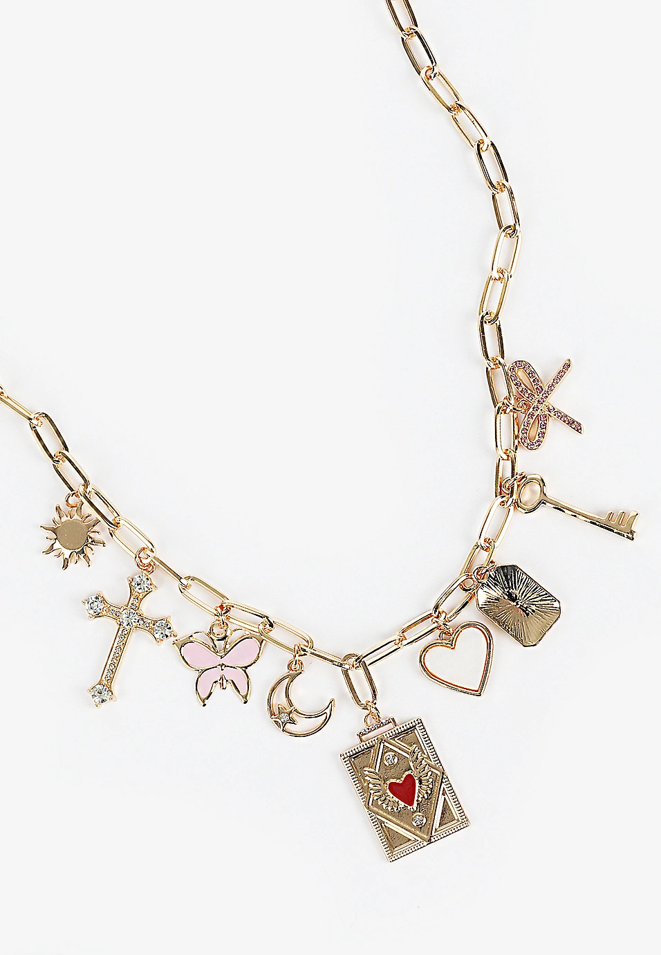 Gold Multi Motif Charm Necklace | Maurices