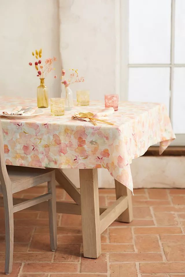 Tangerine Floral Tablecloth | Anthropologie (US)