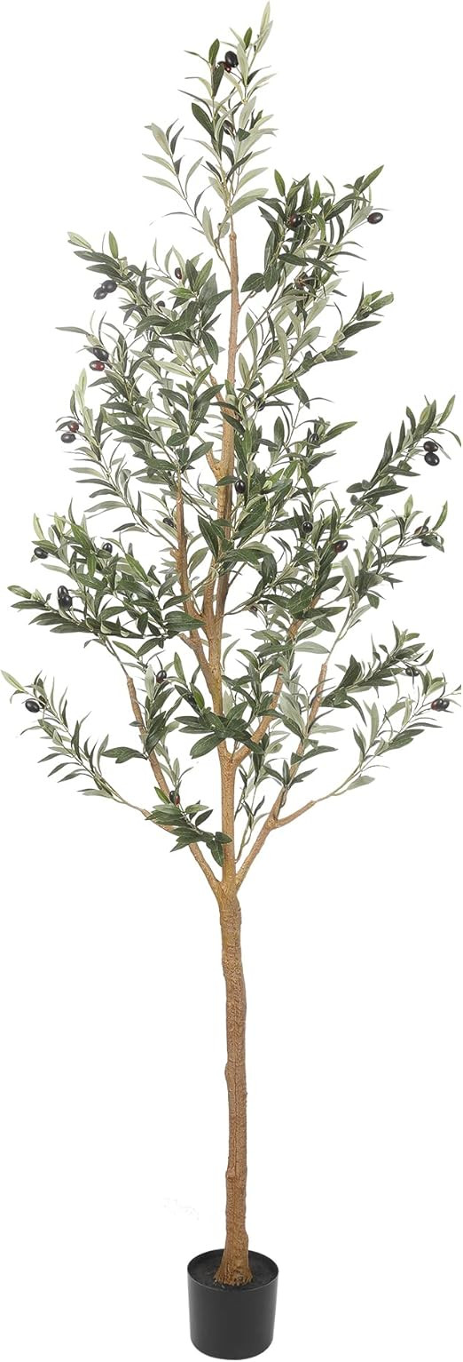 Realead Artificial Olive Tree 7ft(82''), Tall Faux Olive Tree Plant, Fake Potted Olive Silk Tree ... | Amazon (US)