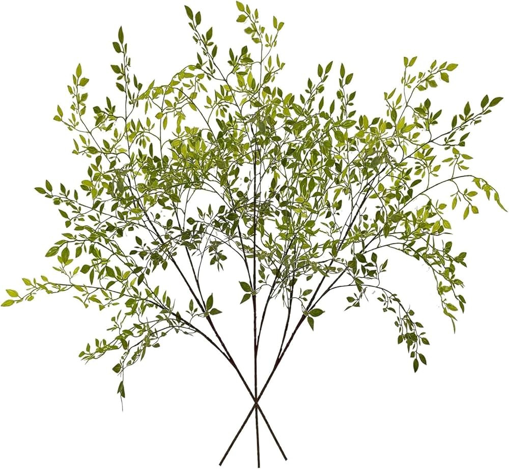 HFEHSKJ 3PCS Artificial Plant Leaves, 43.3 Inch Artificial Nandina Greenery Stems Faux Plastic Gr... | Amazon (US)