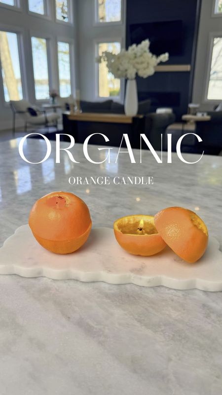 Organic Orange Candle DIY - Burns for hours and smells like summer! 🍊 

Cut your orange in half then core the orange, leaving the skin intact. Then cut slices from center to the the outer skin. Make sure not to cut the center “wick” area. Next, take the center orange out and eat it. 😋 I found that using a grape fruit spoon worked best to hollow out the orange. 
Pour olive oil into the hollowed orange, just below the top of the stem. This will allow the oil to ignite the stem. You can add a top orange piece to your candle, just make sure to cut a hole in the center for ventilation. I burned this orange for hours and it smelled like summer 🍊 

Candle Making | Home Decor | Candle Lover | Citrus | Fruit | Easy DIY | DIY Decor | Spring Decor 

#LTKhome #LTKparties #LTKVideo