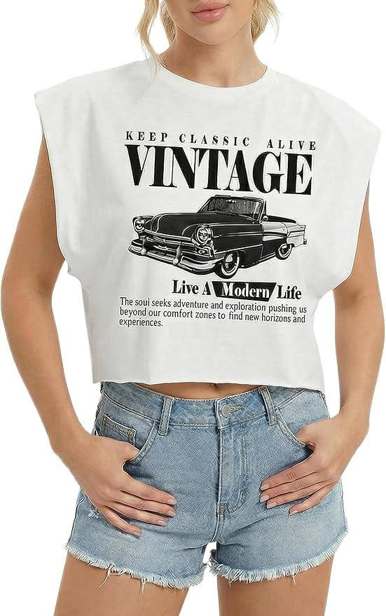 RoseSeek Women's Plus Size Letter Car Graphic Tees Short Sleeve Crew Neck Crop Tops Summer T Shir... | Amazon (US)